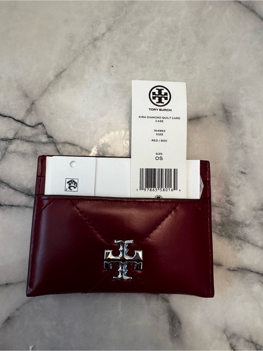 Tory Burch Burgundy Kira Diamond Quilt Card Case